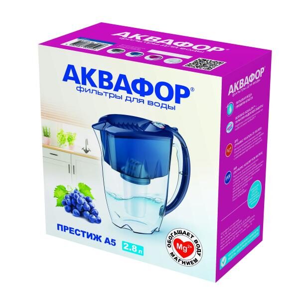 Водоочиститель кувшин Аквофор ПРЕСТИЖ 2,8 л с модулем А5 - обогащает воду магнием 2