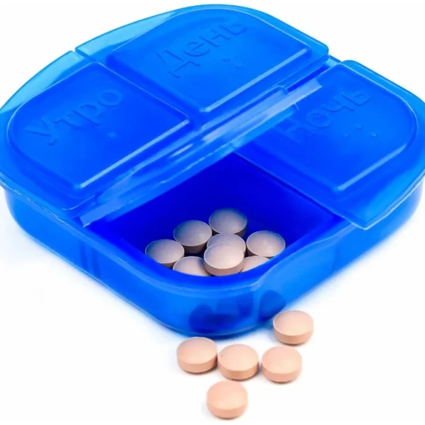 Таблетница-контейнер квадратная Утро-День-Вечер-ночь № 42, Azovmed