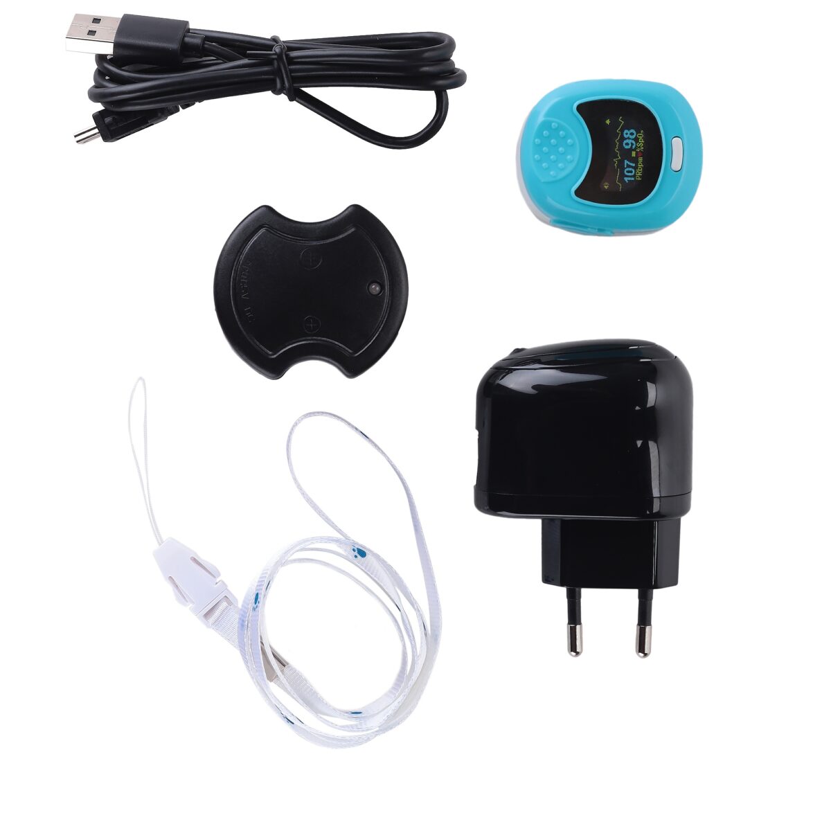 Пульсоксиметр CMS 50 QB-B-00P детский С ПОВЕРКОЙ с принадлежностями (зарядное устройство+шнурок) — изображение 2