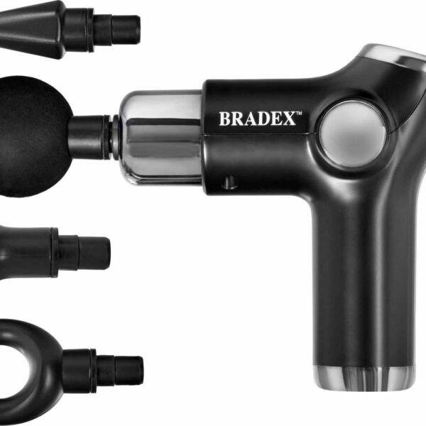 Массажный ПИСТОЛЕТ COMPACT для тела, 4 насадки, вибрационный Bradex