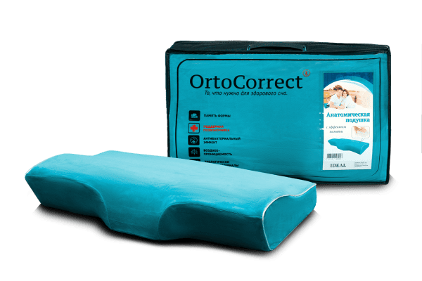 gotovyy-ideal-upakovka-600x400 (1) ORTOCORRECT Подушка IDEAL XS ортопедическая, 58*32см, валик 11/6,5 с эффектом памяти — изображение 1