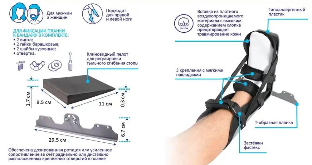211F RDN Бандаж для голеностопного сустава, пластик. с планкой д/удержания стопы в заданном положени — изображение 3